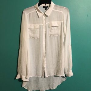 Sheer White Button Up Top